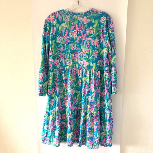 Lilly Pulitzer ALAINA Formentera Turquoise Keep On Beleafing Size M Blue Pink - Picture 9 of 14